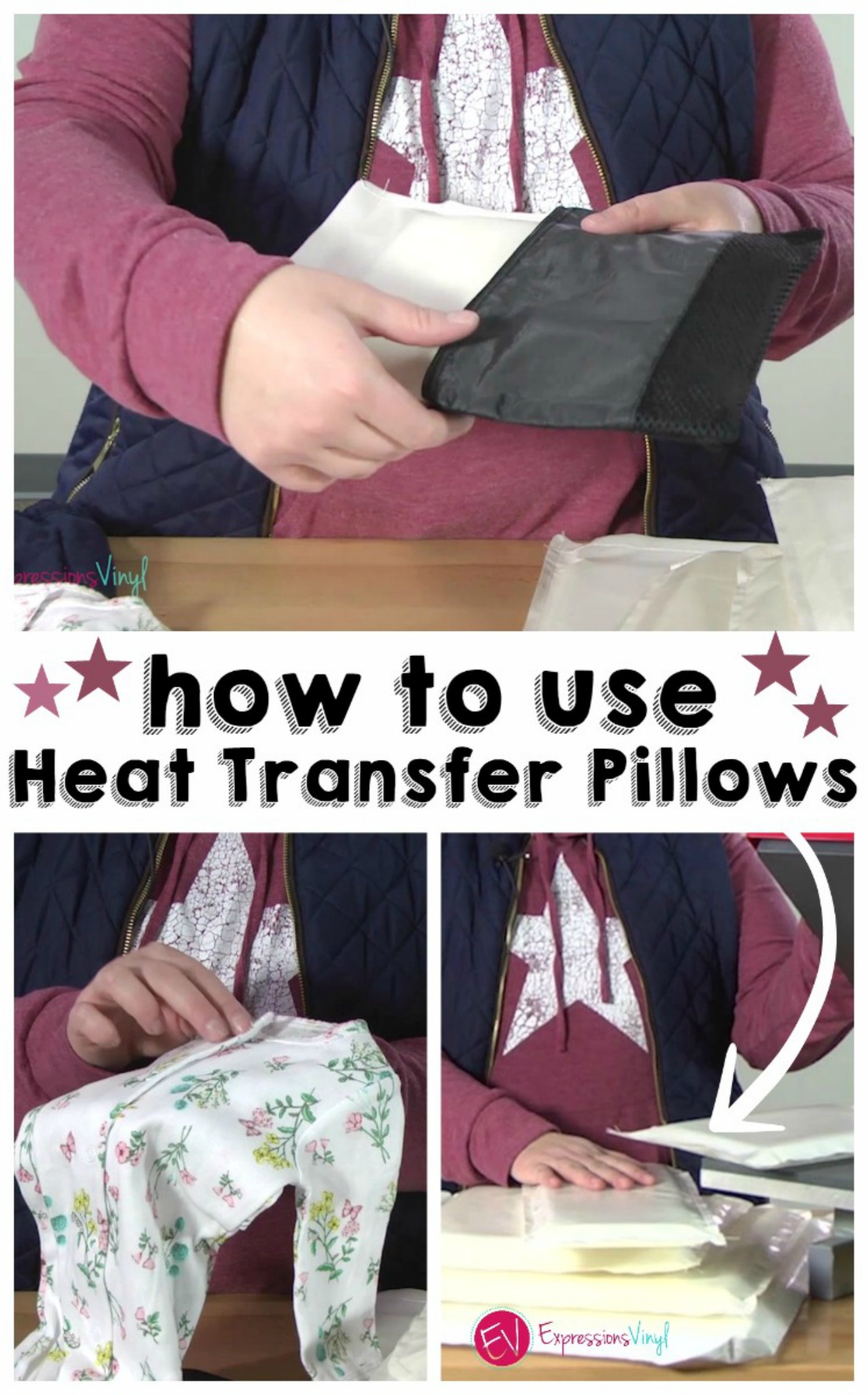 Heat Transfer Paper + Heat Press Pillow for Onesie Pressing 