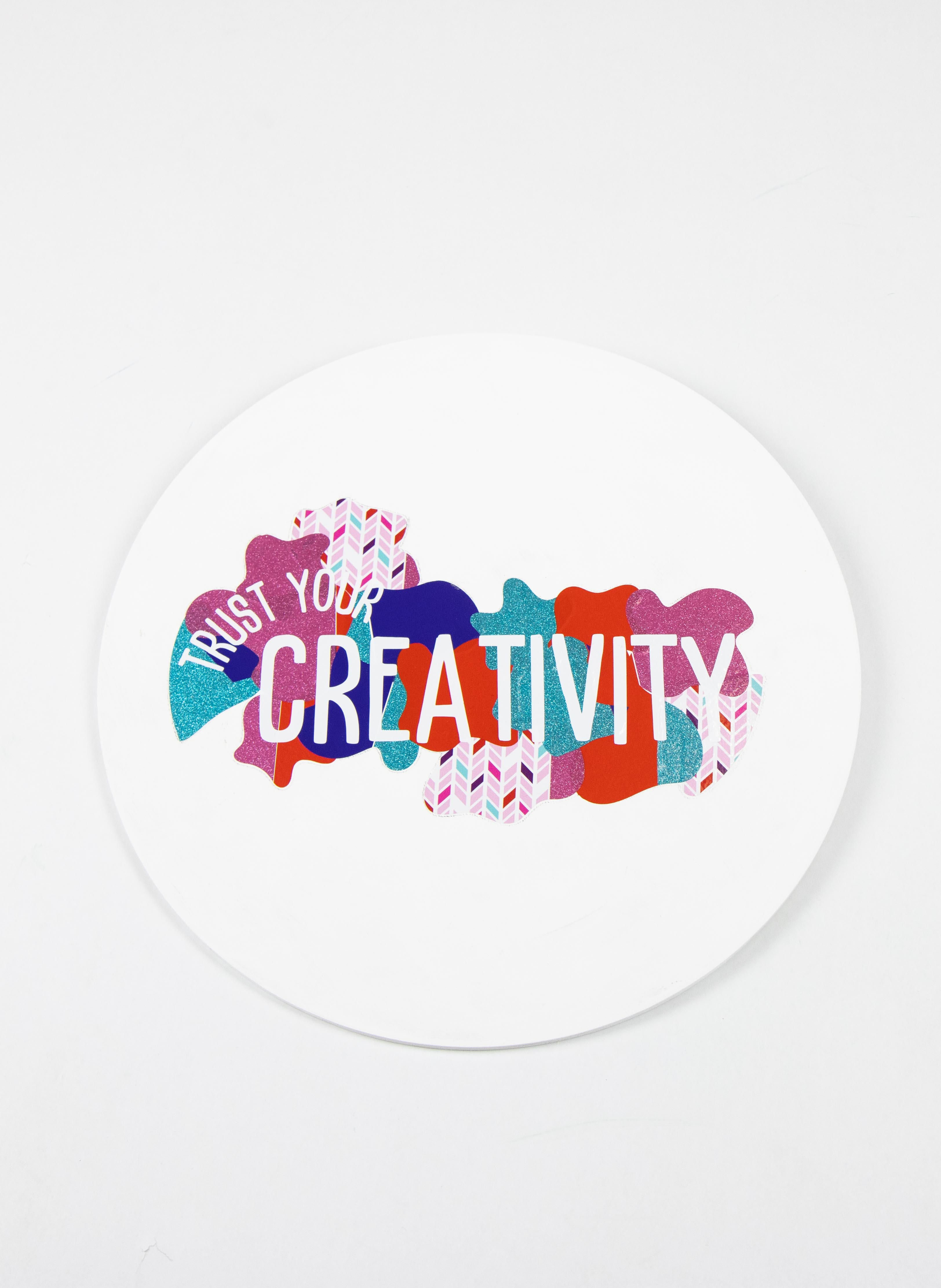 creativity sign made from vinyl scraps