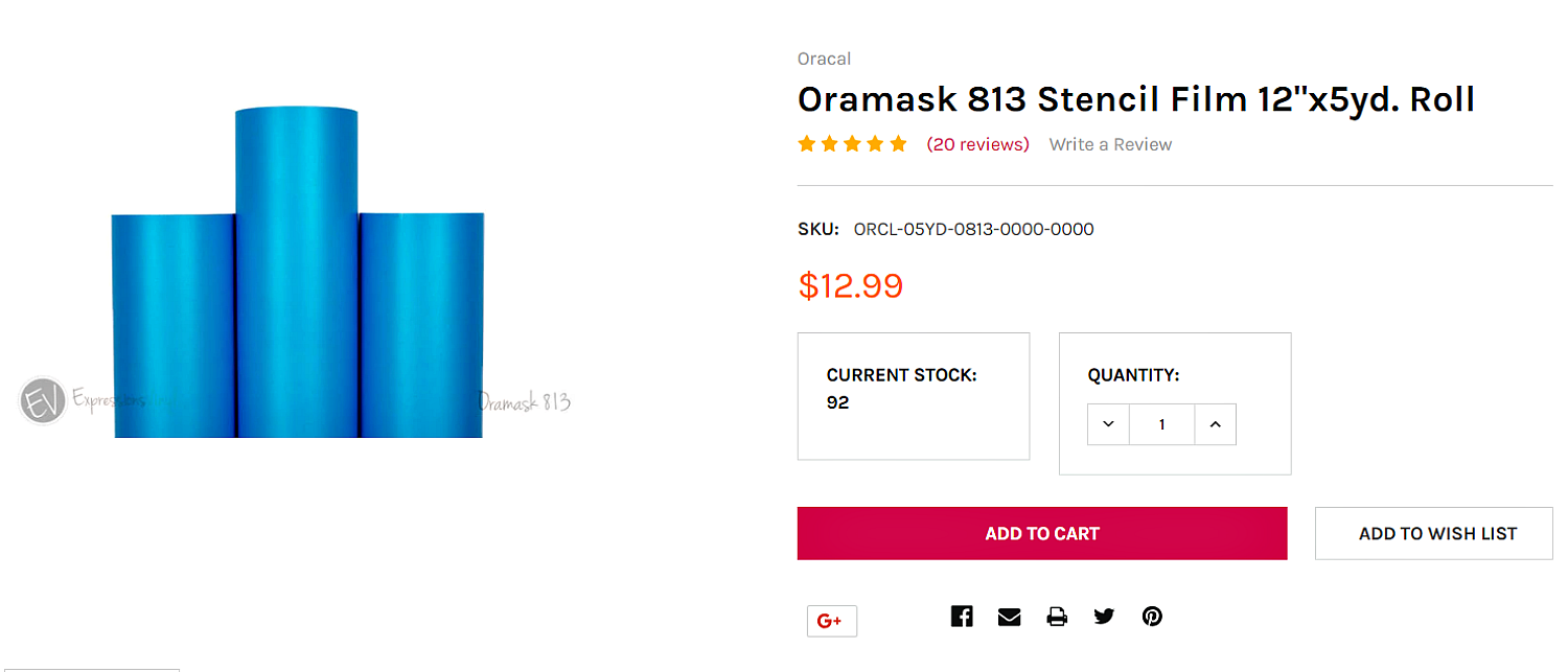 Oramask 813 Stencil Vinyl - Expressions Vinyl