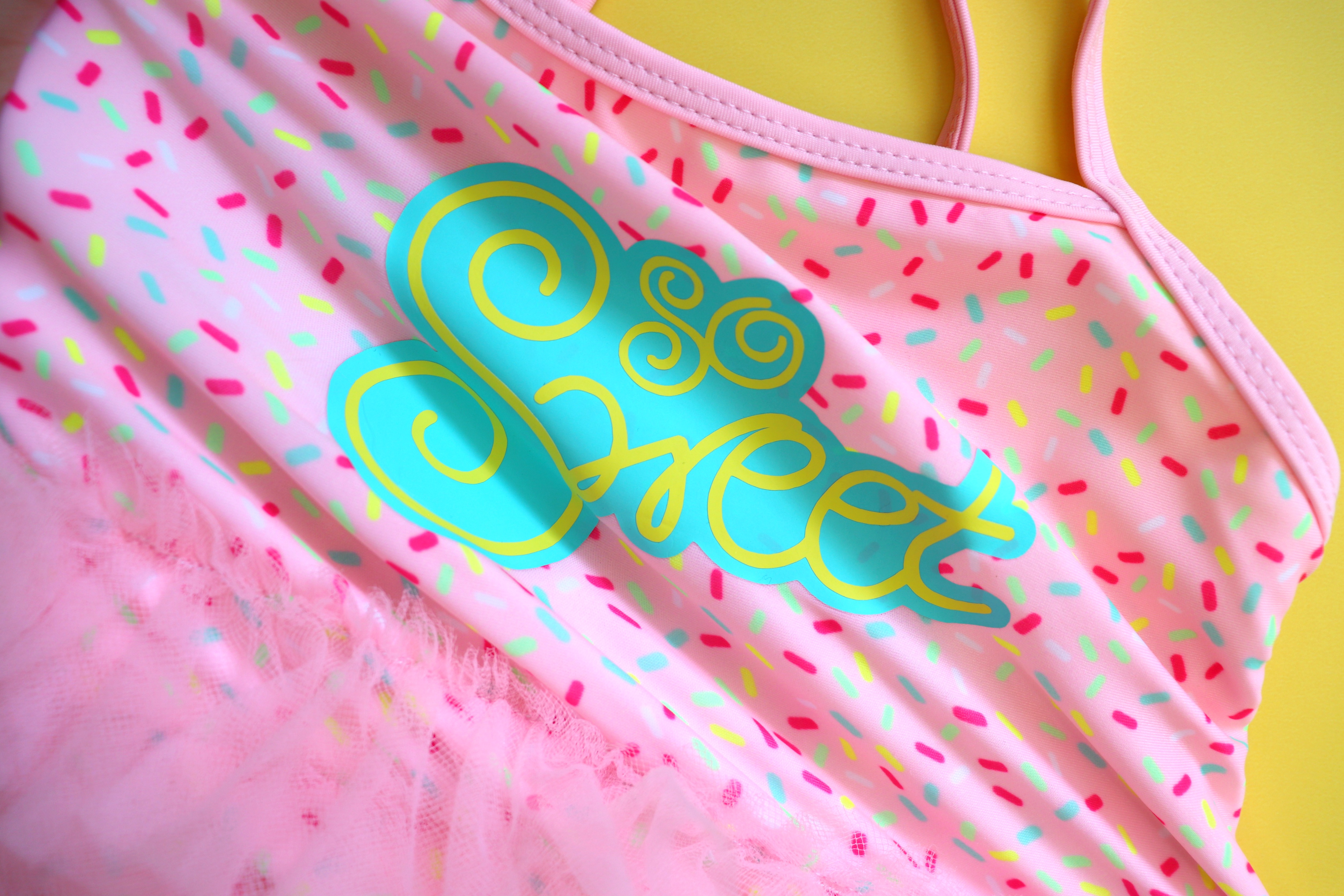 Stretch Heat Transfer Vinyl on a swimsuit Expressions Vinyl